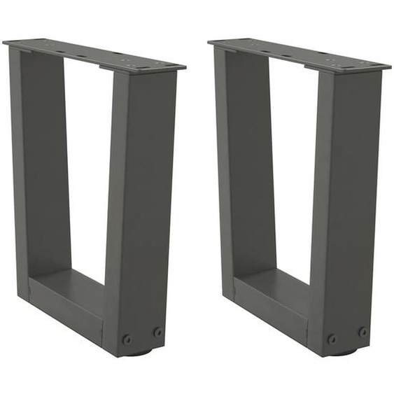 Pieds de table basse en forme de V, 2 pièces, anthracite, 40 x (30-31,3) cm, acier
