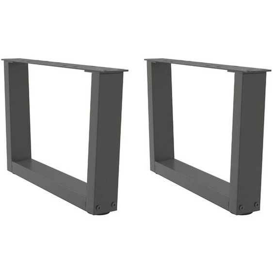 Pieds de table basse en forme de V, 2 pièces, anthracite, 50 x (30-31,3) cm, acier