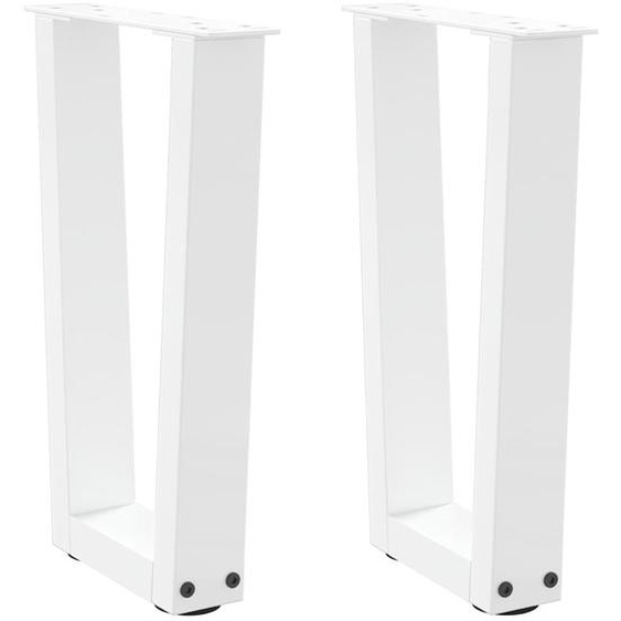 Pieds de table basse en forme de V, 2 pièces, blanc, 28 x (42-43,3) cm, acier