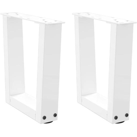 Pieds de table basse en forme de V, 2 pièces, blanc, 30 x (30-31,3) cm, acier