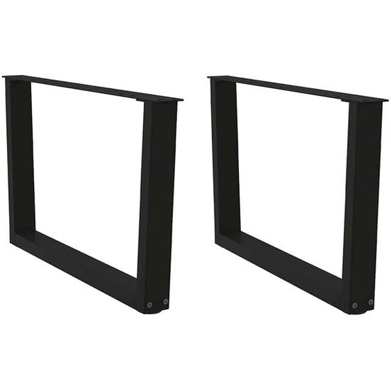 Pieds de table basse en forme de V, 2 pièces, noir, 70 x (42-43,3) cm, acier