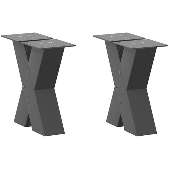 Pieds de table basse en forme de X, 2 pièces, anthracite, 30 x (30-31) cm, acier