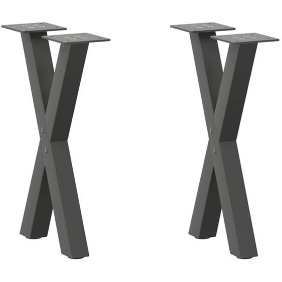 Pieds de table basse en forme de X, 2 pièces, anthracite, 38 x (42-43) cm, acier