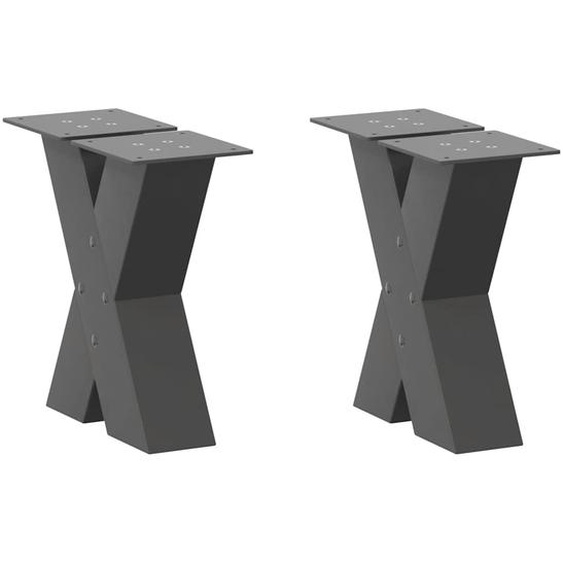 Pieds de table basse en forme de X, 2 pièces, anthracite, 40 x (30-31) cm, acier