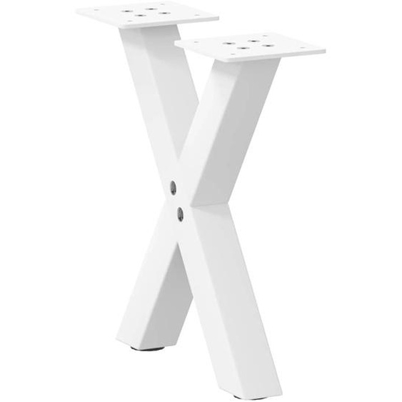 Pieds de table basse en forme de X, 2 pièces, blanc, 30 x (30-31) cm, acier