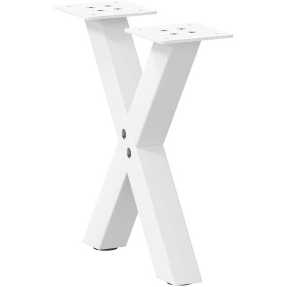 Pieds de table basse en forme de X, 2 pièces, blanc, 37 x (30-31) cm, acier