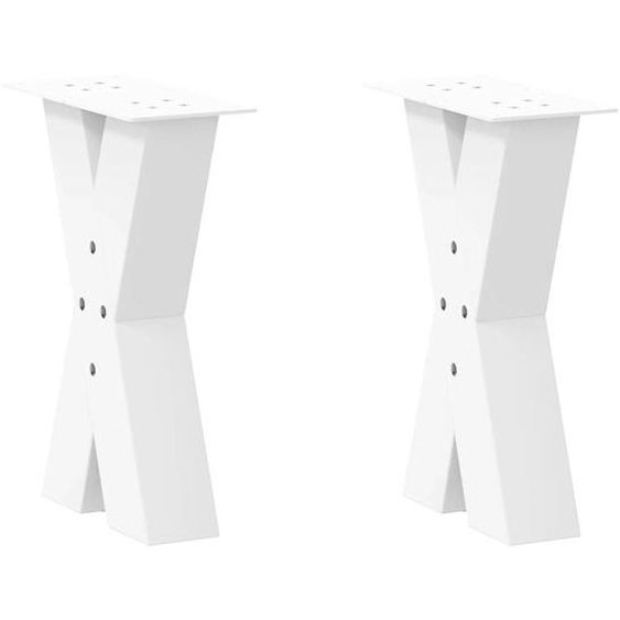 Pieds de table basse en forme de X, 2 pièces, blanc, 38 x (42-43) cm, acier