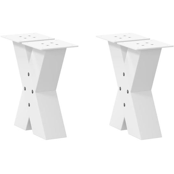 Pieds de table basse en forme de X, 2 pièces, blanc, 40 x (30-31) cm, acier