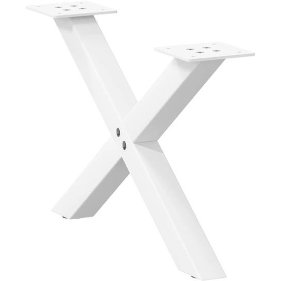 Pieds de table basse en forme de X, 2 pièces, blanc, 50 x (30-31) cm, acier