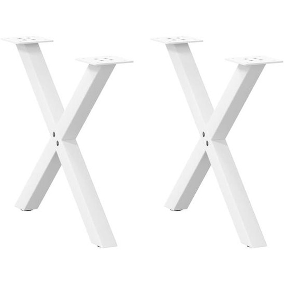 Pieds de table basse en forme de X, 2 pièces, blanc, 50 x (42-43) cm, acier