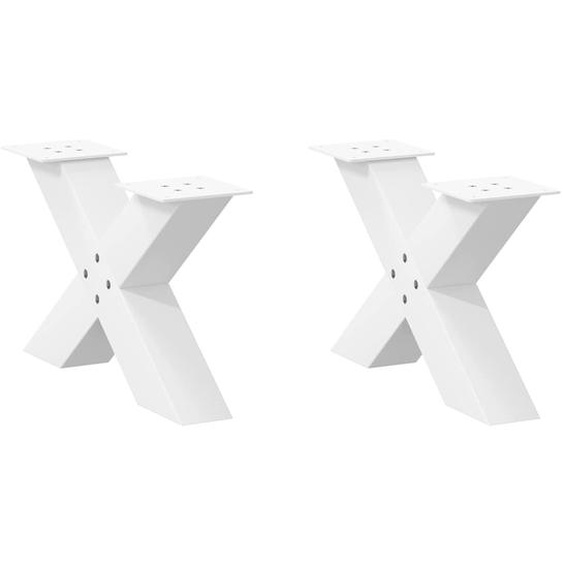 Pieds de table basse en forme de X, 2 pièces, blanc, 60 x (30-31) cm, acier