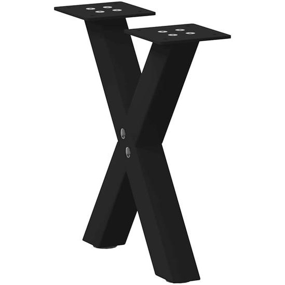 Pieds de table basse en forme de X, 2 pièces, noir, 30 x (30-31) cm, acier