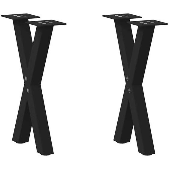 Pieds de table basse en forme de X, 2 pièces, noir, 38 x (42-43) cm, acier