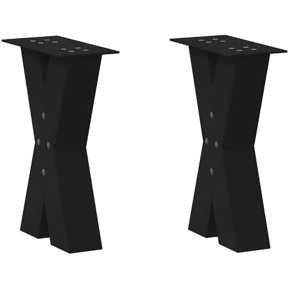 Pieds de table basse en forme de X, 2 pièces, noir, 38 x (42-43) cm, acier