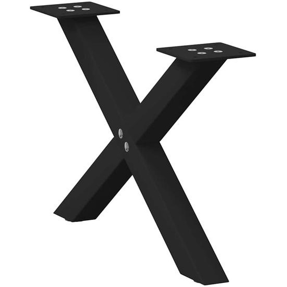 Pieds de table basse en forme de X, 2 pièces, noir, 50 x (30-31) cm, acier