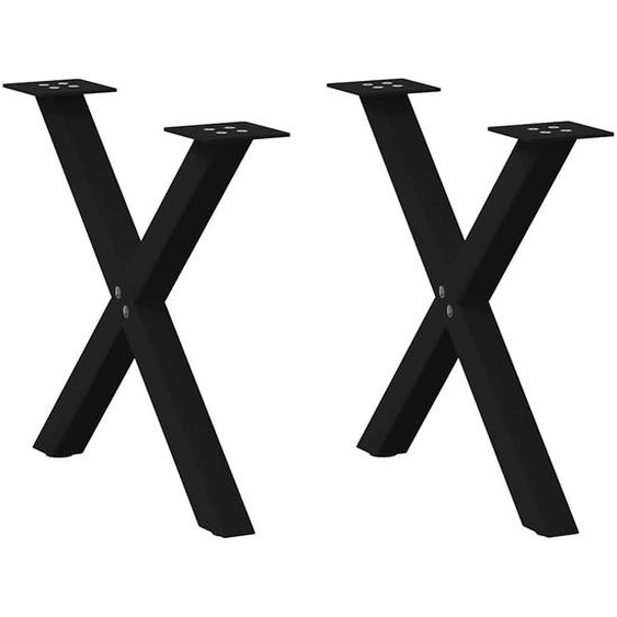 Pieds de table basse en forme de X, 2 pièces, noir, 50 x (42-43) cm, acier