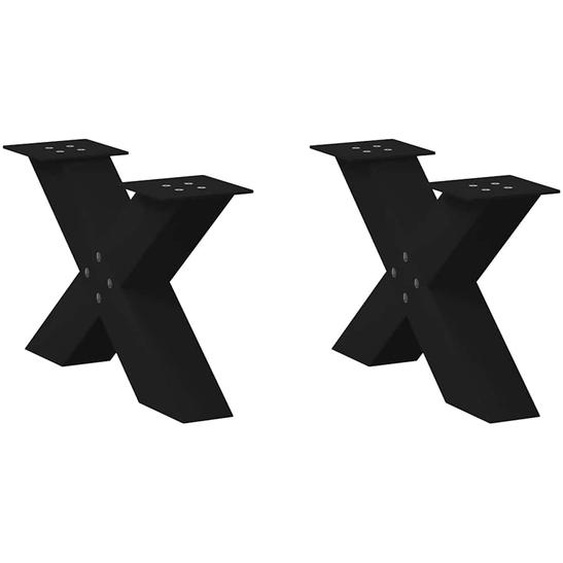 Pieds de table basse en forme de X, 2 pièces, noir, 60 x (30-31) cm, acier