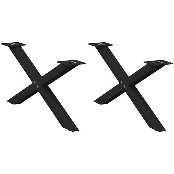 Pieds de table basse en forme de X, 2 pièces, noir, 70 x (30-31) cm, acier