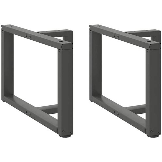 Pieds de table basse en T, 2 pièces, anthracite, 60 x 25 x (42-43) cm, acier