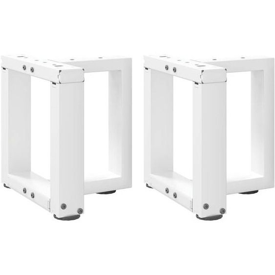 Pieds de table basse en T, 2 pièces, blanc, 30 x 25 x (30-31) cm, acier