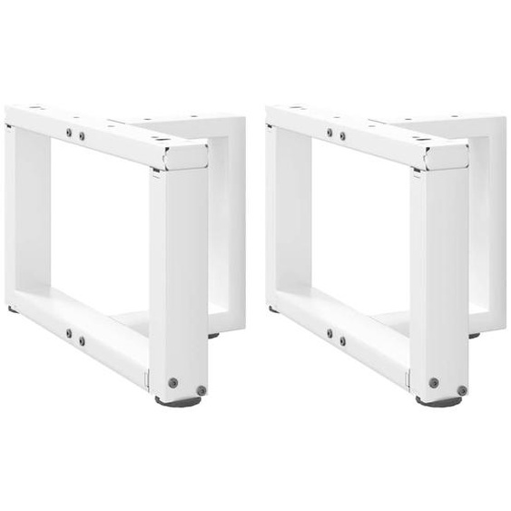Pieds de table basse en T, 2 pièces, blanc, 50 x 25 x (30-31) cm, acier