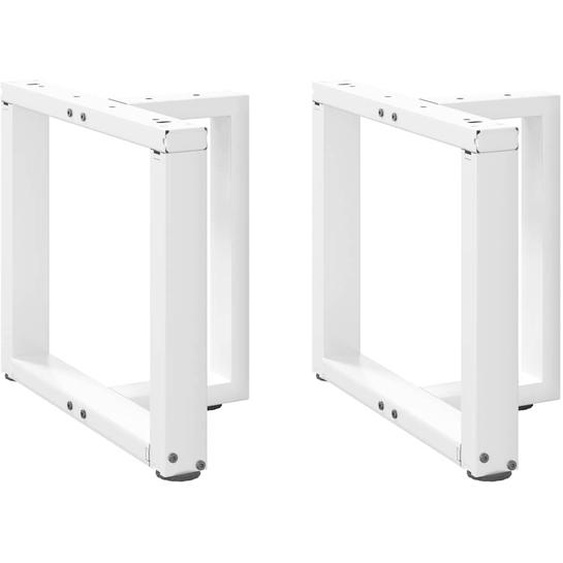 Pieds de table basse en T, 2 pièces, blanc, 50 x 25 x (42-43) cm, acier