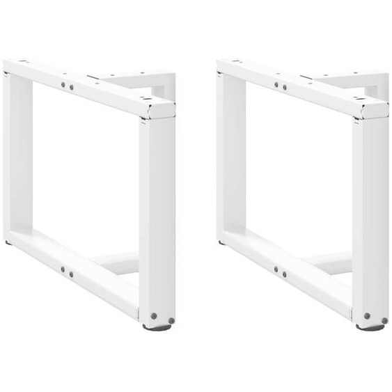 Pieds de table basse en T, 2 pièces, blanc, 60 x 25 x (42-43) cm, acier