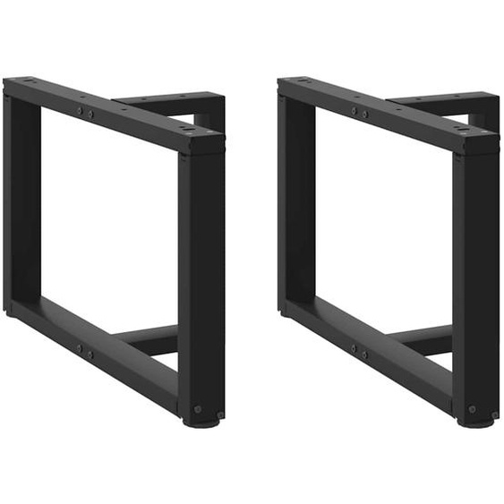 Pieds de table basse en T, 2 pièces, noir, 70 x 25 x (42-43) cm, acier