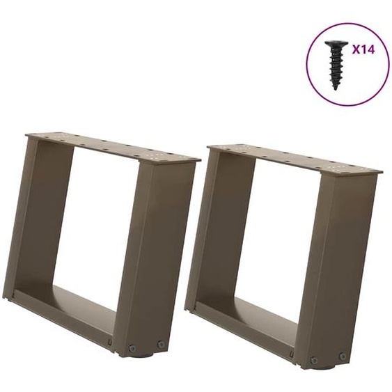 Pieds de table basse en U, 2 pièces, acier naturel, 40 x (30-31) cm