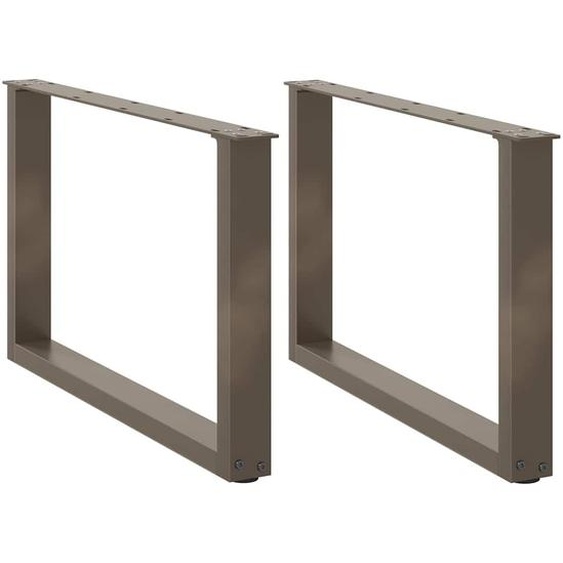 Pieds de table basse en U, 2 pièces, acier naturel, 60 x (42-43) cm