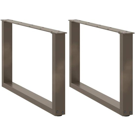 Pieds de table basse en U, 2 pièces, acier naturel, 70 x (42-43) cm