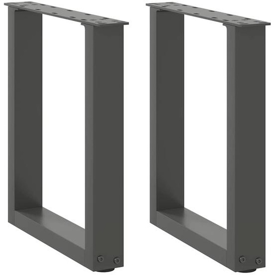 Pieds de table basse en U 2 pièces Anthracite 28 x (42-43) cm Acier