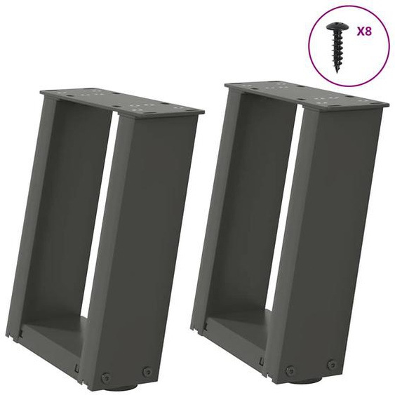 Pieds de table basse en U 2 pièces Anthracite 30 x (30-31) cm Acier