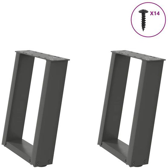Pieds de table basse en U 2 pièces Anthracite 38 x (42-43) cm Acier