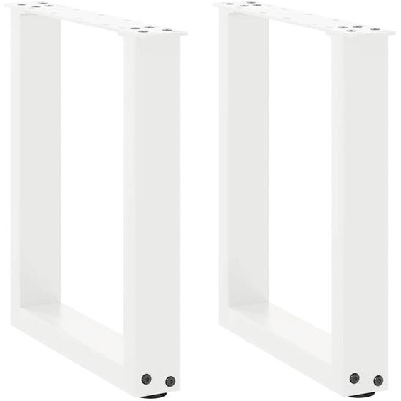 Pieds de table basse en U 2 pièces Blanc 38 x (42-43) cm Acier
