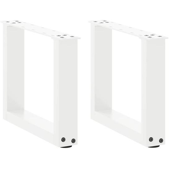 Pieds de table basse en U 2 pièces Blanc 40 x (30-31) cm Acier
