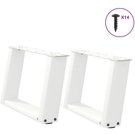Pieds de table basse en U, 2 pièces, blanc, 50 x (30-31) cm, acier