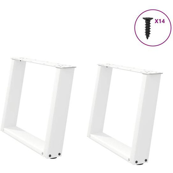 Pieds de table basse en U 2 pièces Blanc 60 x (42-43) cm Acier