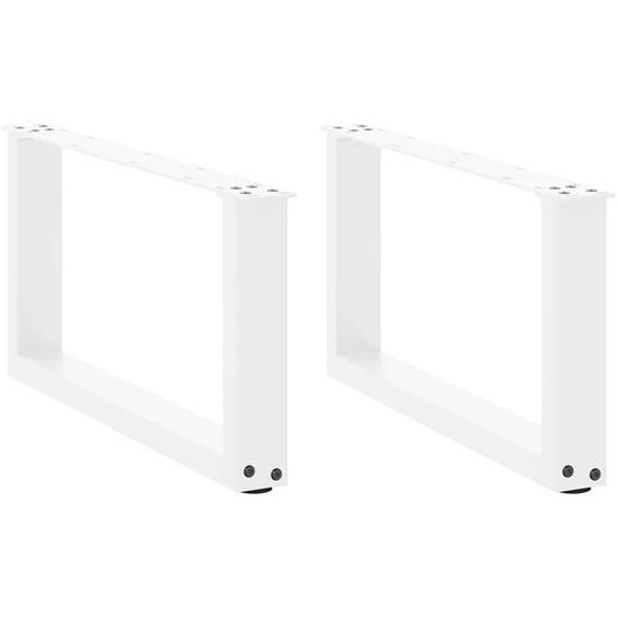 Pieds de table basse en U 2 pièces Blanc 70 x (30-31) cm Acier