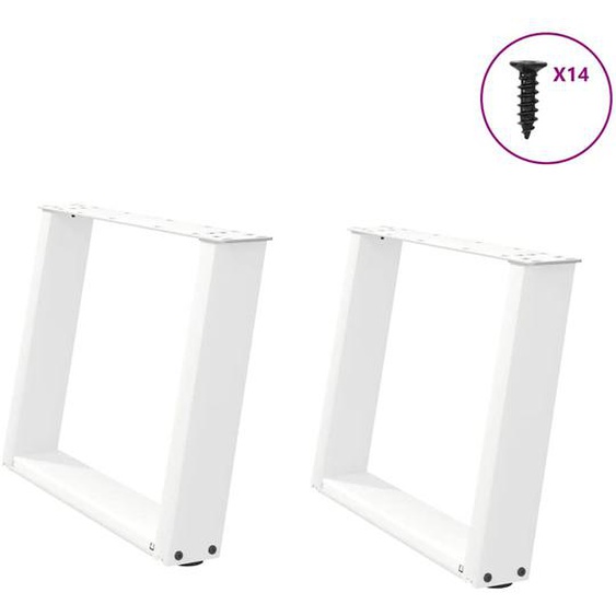 Pieds de table basse en U, 2 pièces, blanc, 70 x (42-43) cm, acier