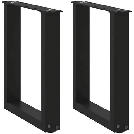 Pieds de table basse en U 2 pièces Noir 38 x (42-43) cm Acier