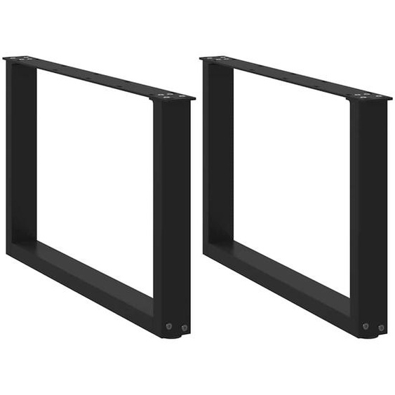 Pieds de table basse en U 2 pièces Noir 70 x (42-43) cm Acier