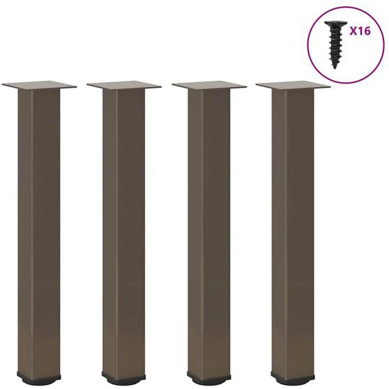 Pieds de table console 4 pièces Acier naturel 72-74 cm Acier