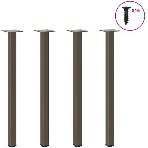 Pieds de table console 4 pièces Acier naturel 72-74 cm Acier