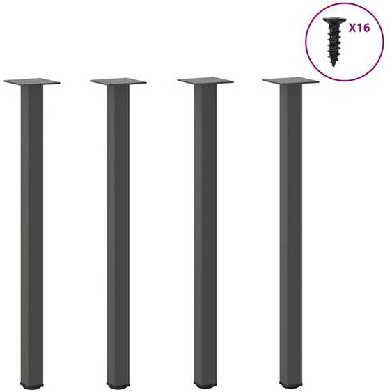 Pieds de table console 4 pièces Anthracite 72-74 cm Acier