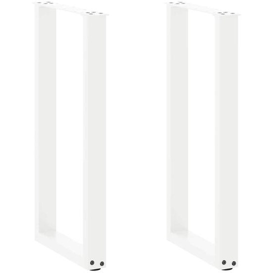 Pieds de table console en U, 2 pièces, blanc, 28 x (72-73) cm, acier