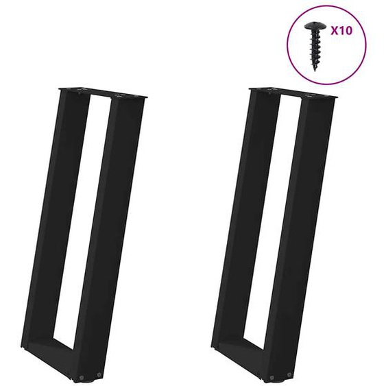 Pieds de table console en U, 2 pièces, noir, 28 x (72-73) cm, acier