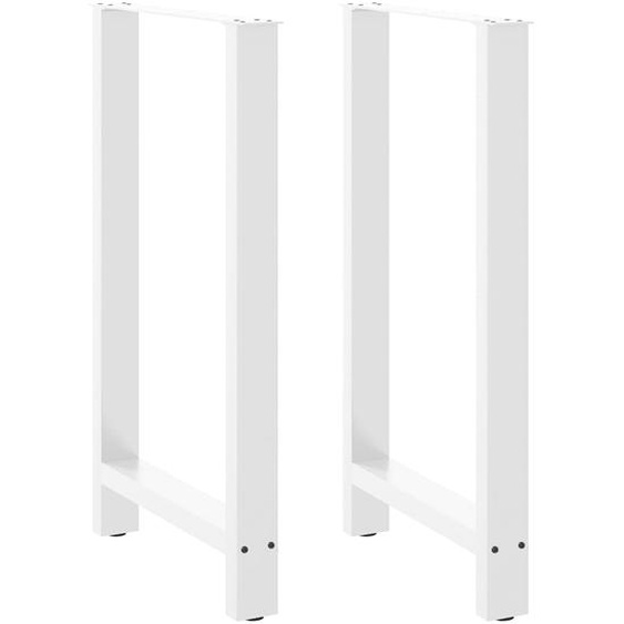 Pieds de table de bar Blanc 2 pièces 60 x (100-101) cm Acier