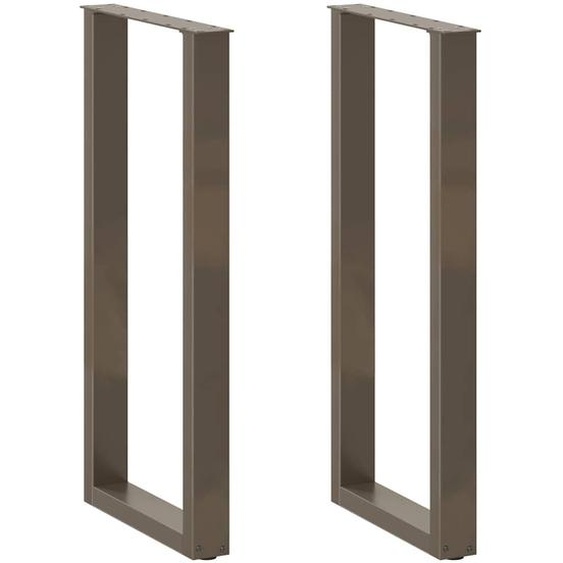 Pieds de table de bar en forme de U, 2 pièces, acier naturel, 40 x (100-101) cm