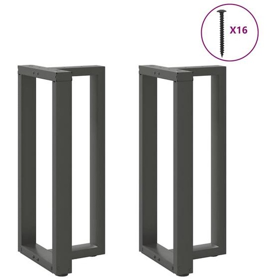 Pieds de table de bar en T, 2 pièces, anthracite, 40 x 35 x (90-91) cm, acier